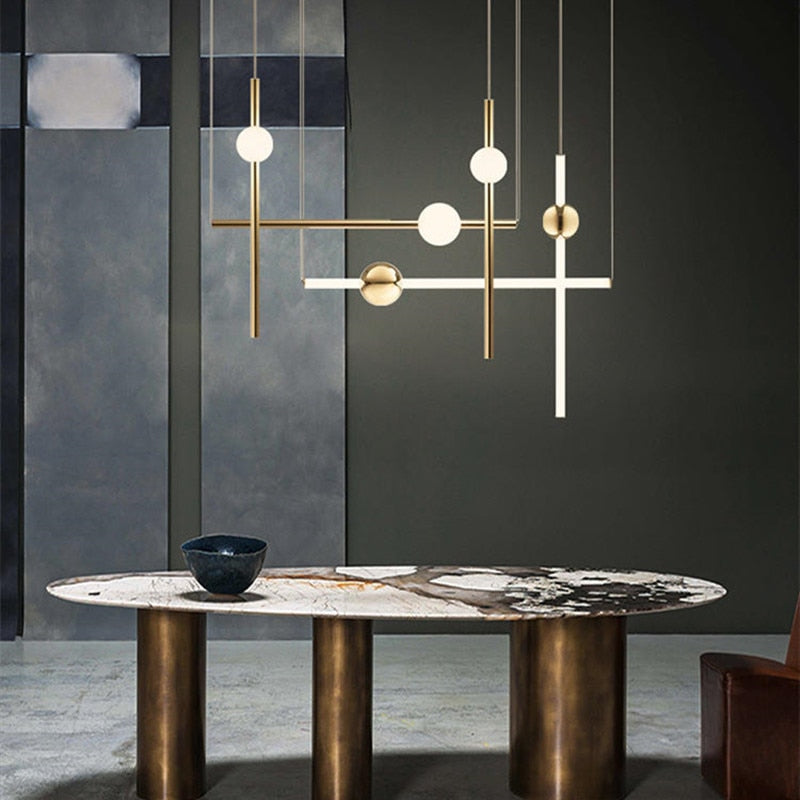 Orion gold tube design chandelier