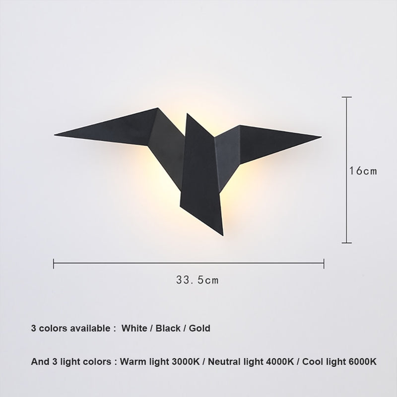 wall lamp modern LED origami-style bird wall hanging Naila