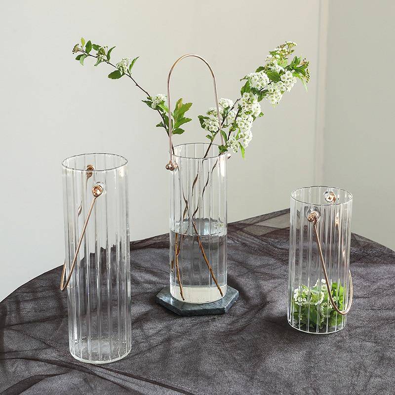 Modern transparent striped glass vase