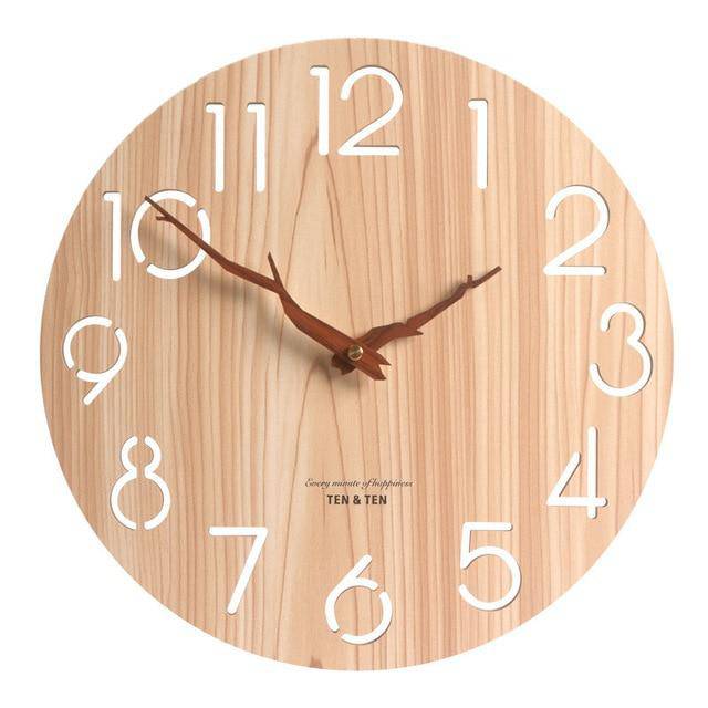 Reloj de pared escandinavo de madera de 30 cm con agujas de árbol Trunck