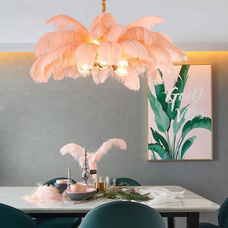 pendant light with colored feathers LED Carnival style