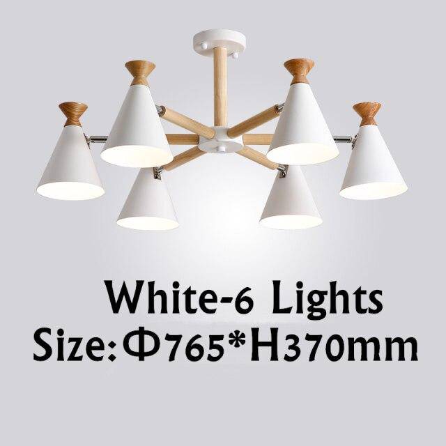 Moderna lámpara LED de madera con pantalla metálica de color