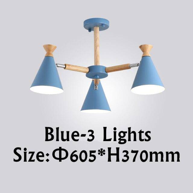 Moderna lámpara LED de madera con pantalla metálica de color