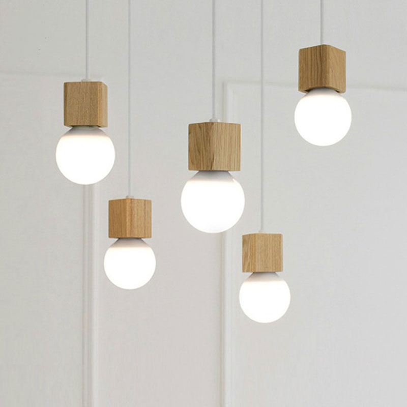 Wooden cubic pendant light Wood