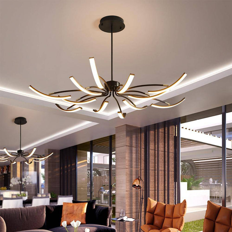Lustre design à LED en métal avec plusieurs tiges Kyio