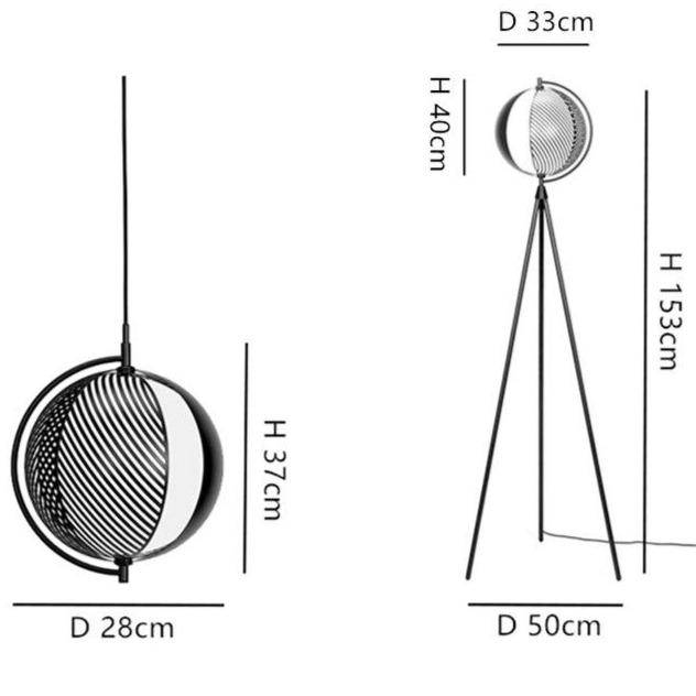 Lámpara de pie design LED trípode y bola en hierro sueco negro