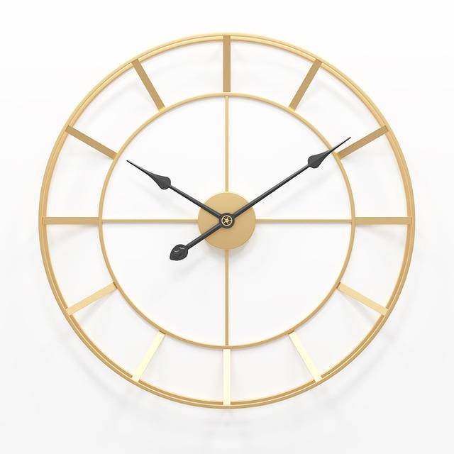 Horloge murale ronde en métal doré 50cm Nordic