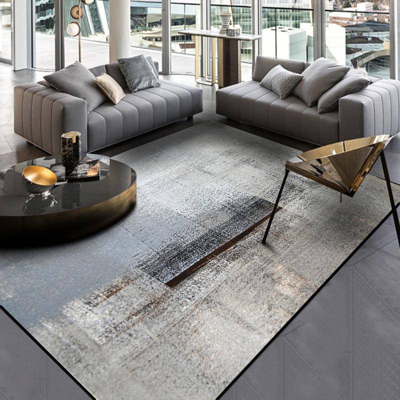 Modern rectangle rug grey abstract style Rug