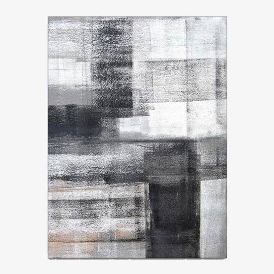 Black and white modern rectangle rug Ink B