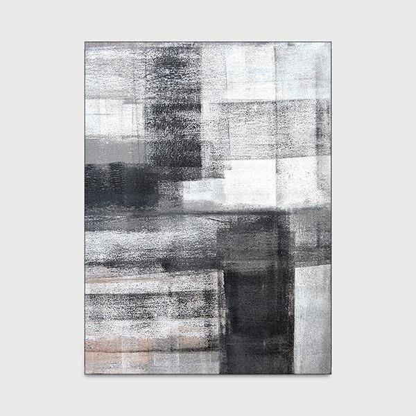 Black and white modern rectangle rug Ink B