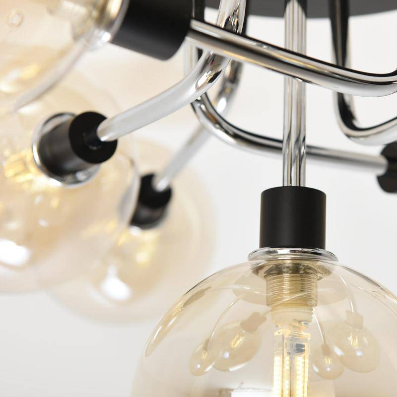 Lámpara de techo design con brazos LED y bolas de cristal