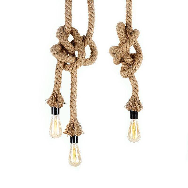 Rustic pendant light in rope Vintage