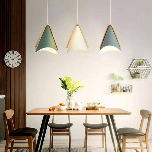pendant light modern LED wood and metal colored