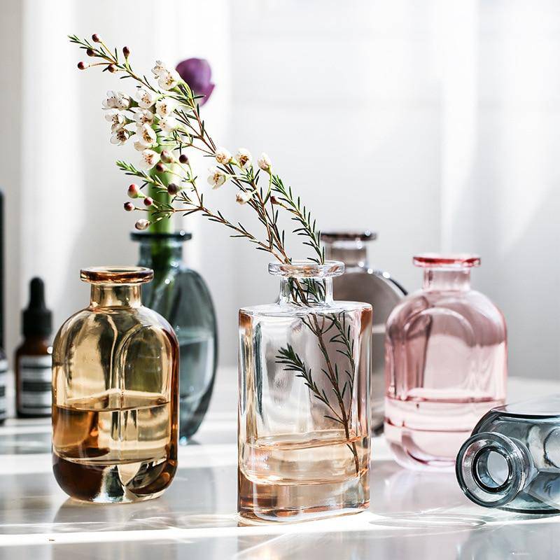 Perfumery style coloured crystal glass vase