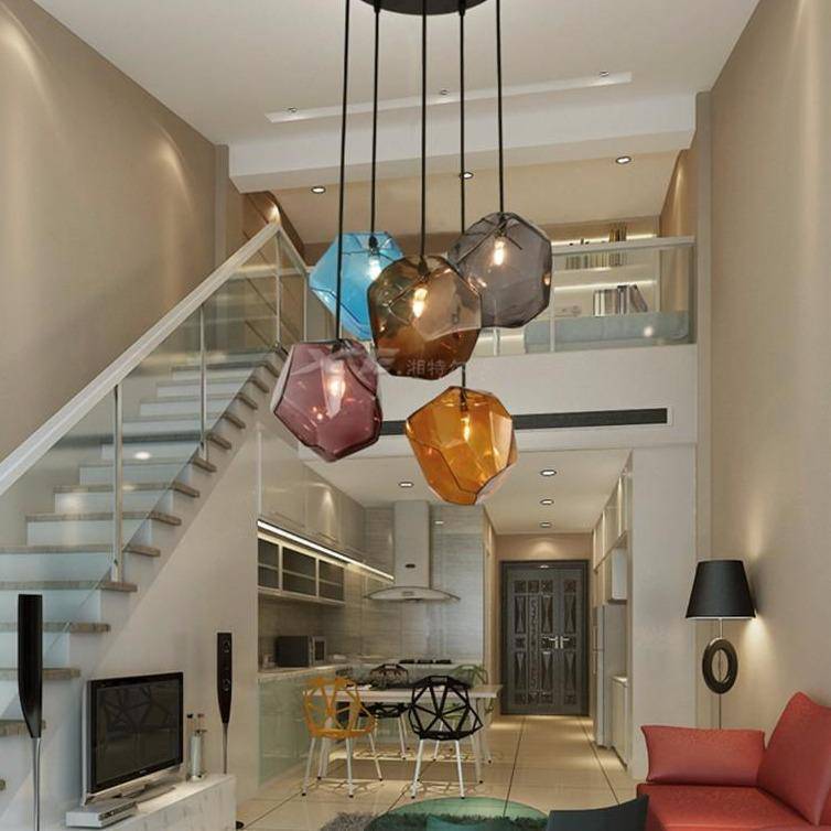 Suspension LED design en verre de couleur Stone
