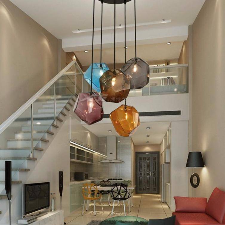 Design LED pendant light in colored glass Stone