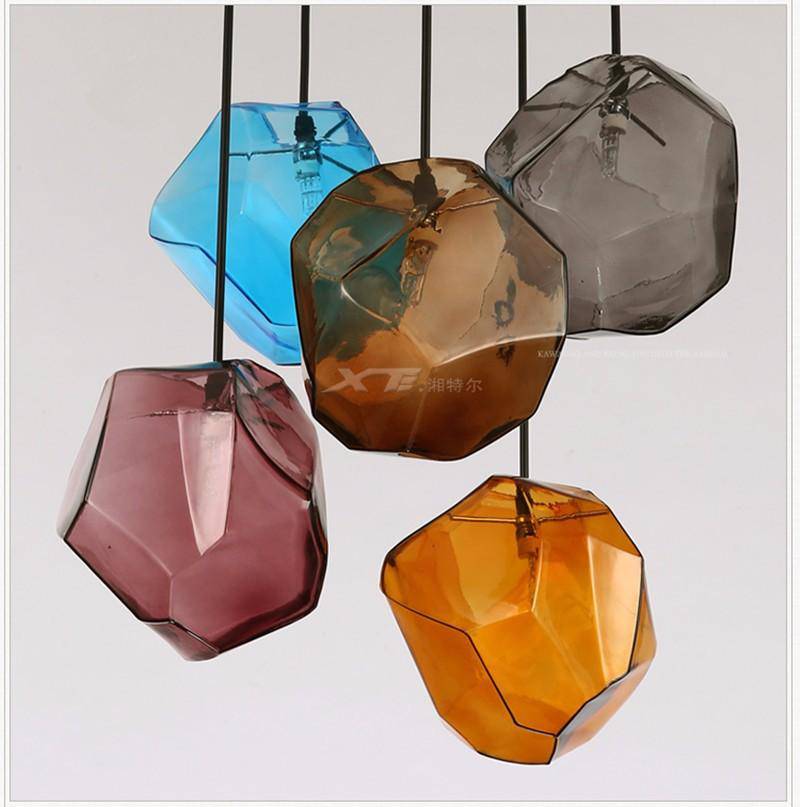 Design LED pendant light in colored glass Stone