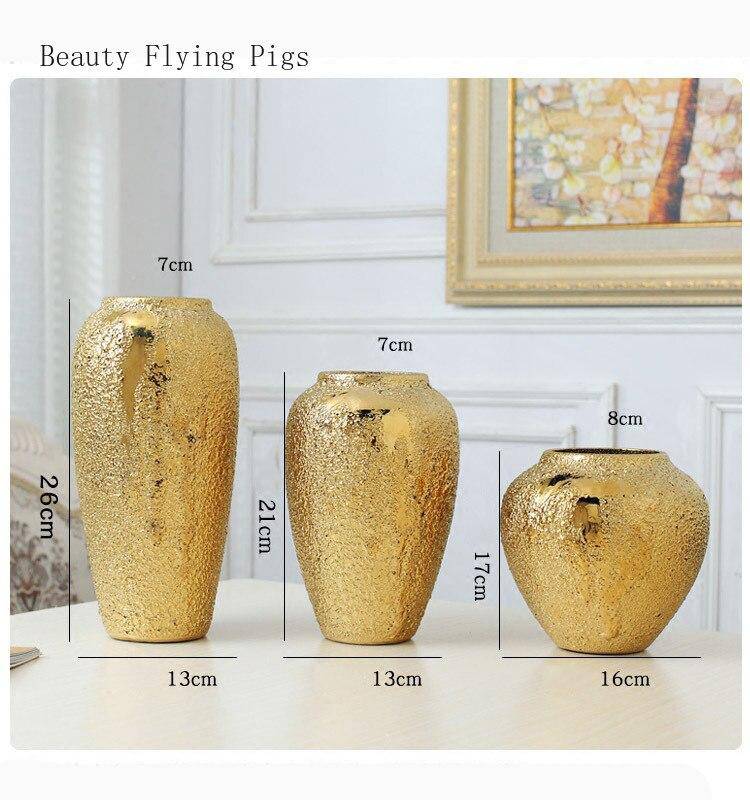 Luxury style gold ceramic design vase