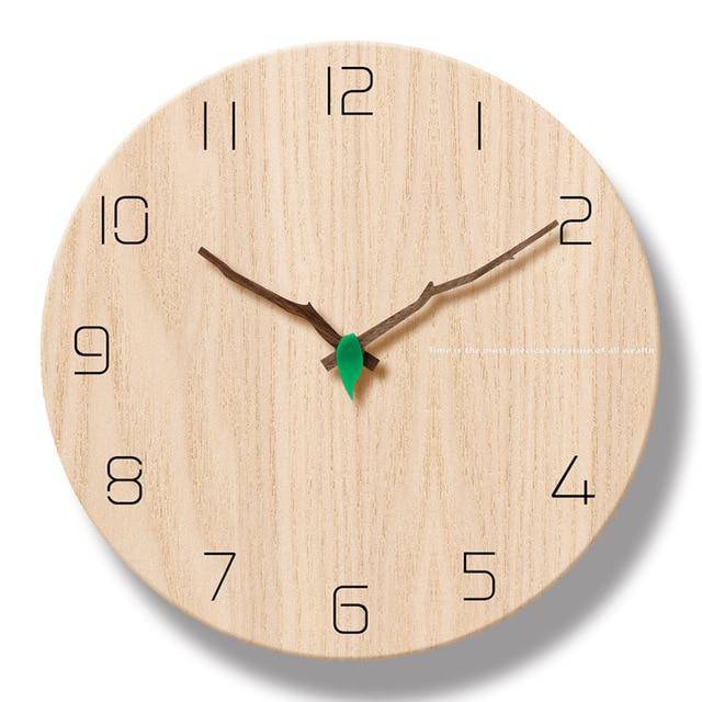 Round wall clock cut tree trunk style in wood 30cm Open