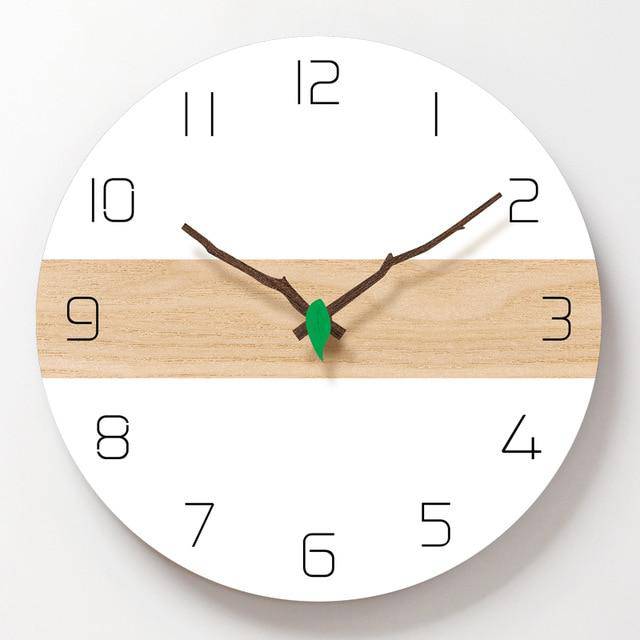 Reloj de pared redondo cortado estilo tronco de árbol en madera 30cm Abierto