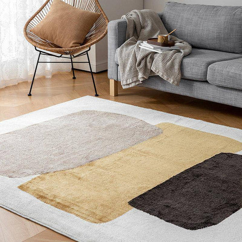 Modern beige and brown rectangle carpet Starck A