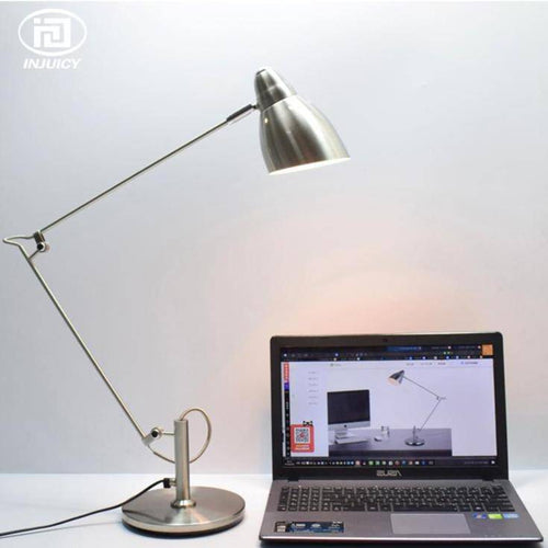 Lampe de bureau LED moderne en métal avec abat-jour arrrondi