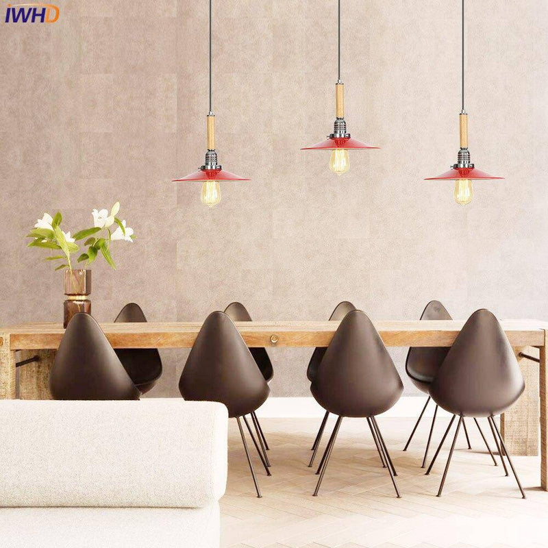 pendant light vintage metal LED with lampshade retro style