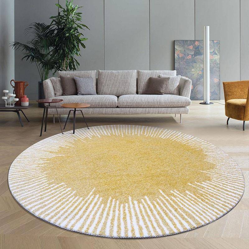 Round modern yellow carpet Light Luxury style