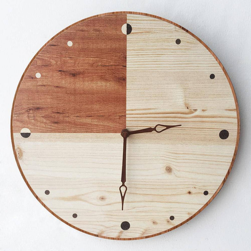 Scandinavian wooden wall clock in brown 28cm Hours