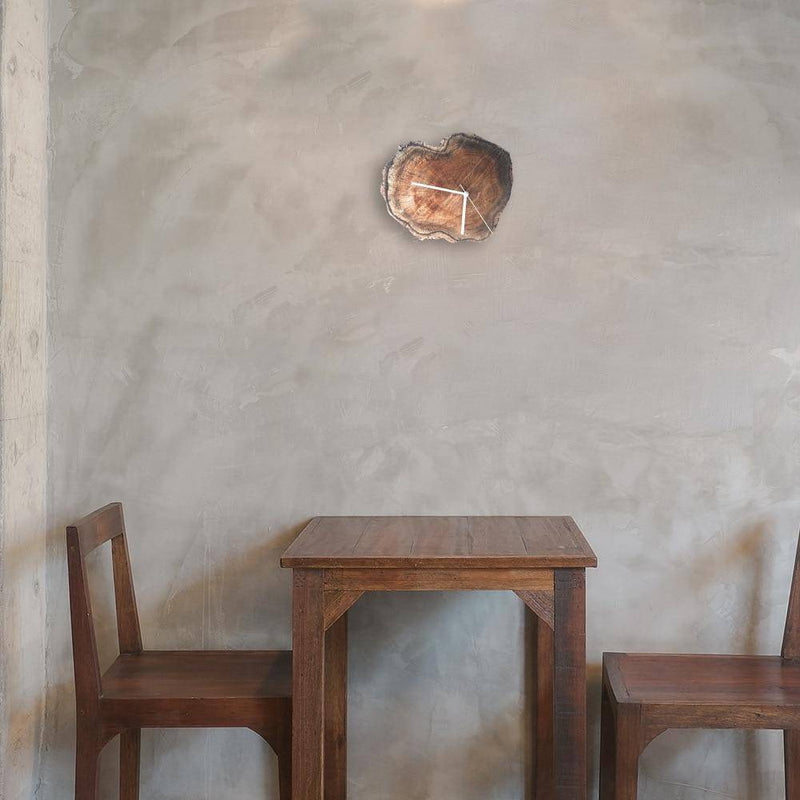 Horloge murale scandinave troncs d'arbre en bois foncé 28cm Hours
