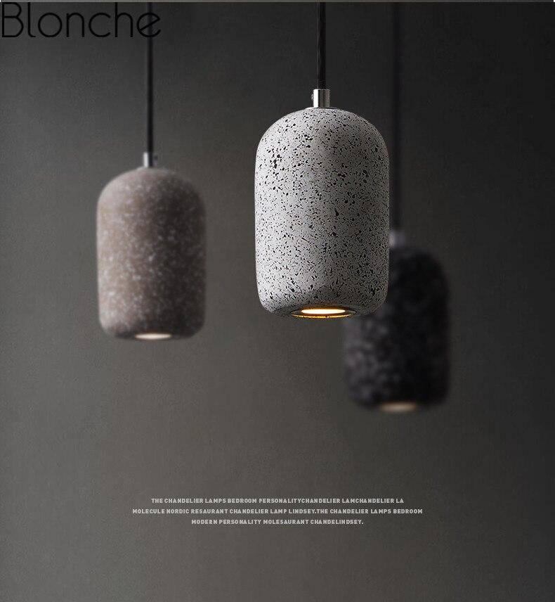 pendant light cylindrical design in terrazzo style cement LED