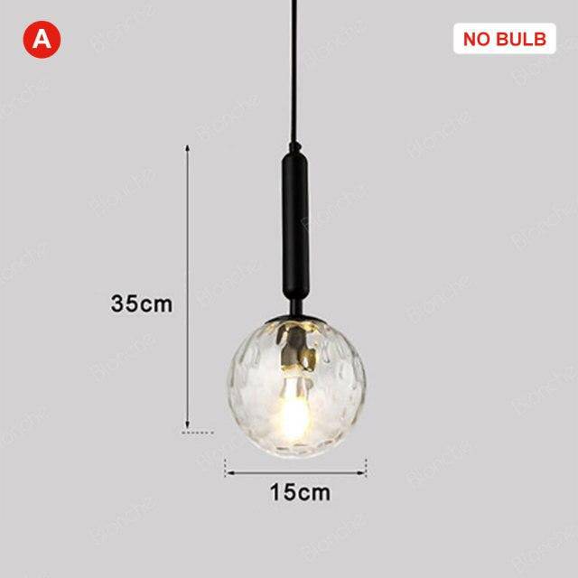 Suspension design LED avec tube en acier et sphère en verre Luxury