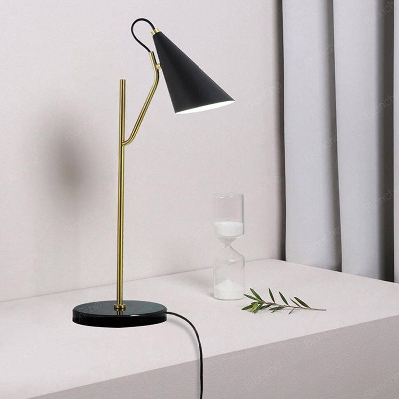 Marble LED design table lamp with gold tube