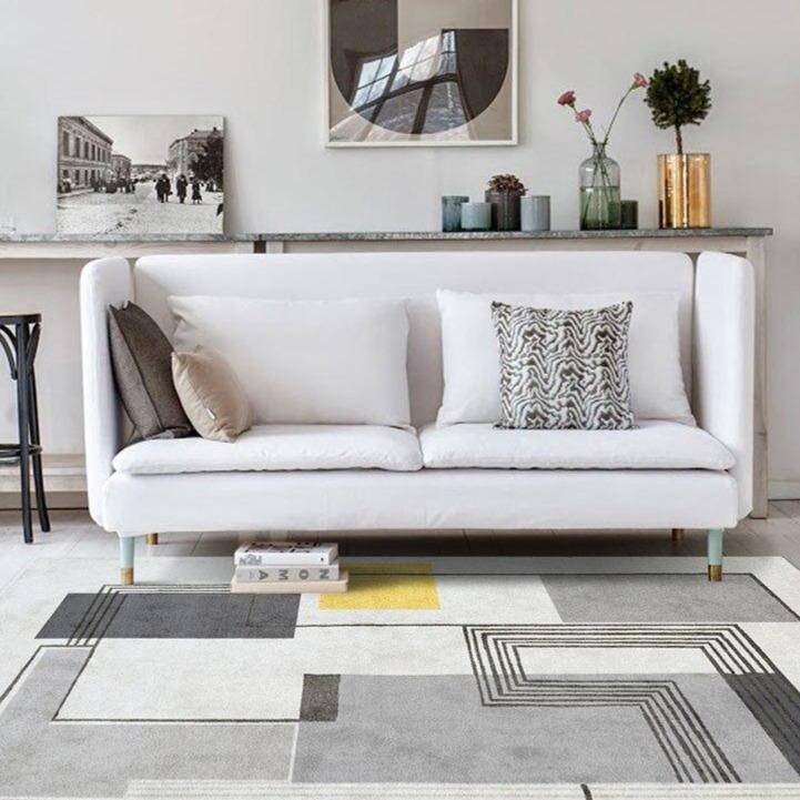 Moderna alfombra rectangular con motivos geométricos