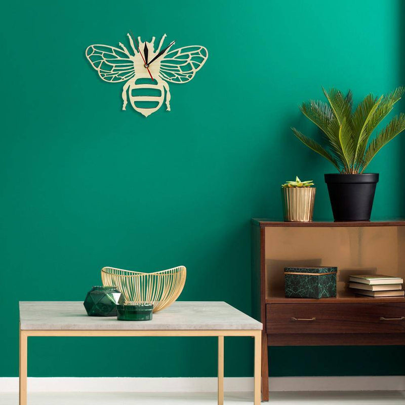 Reloj de pared de madera en forma de abeja 30cm Bee