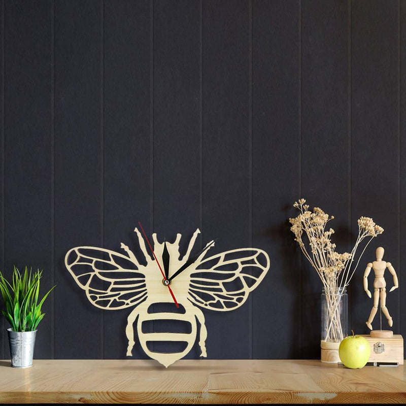 Reloj de pared de madera en forma de abeja 30cm Bee