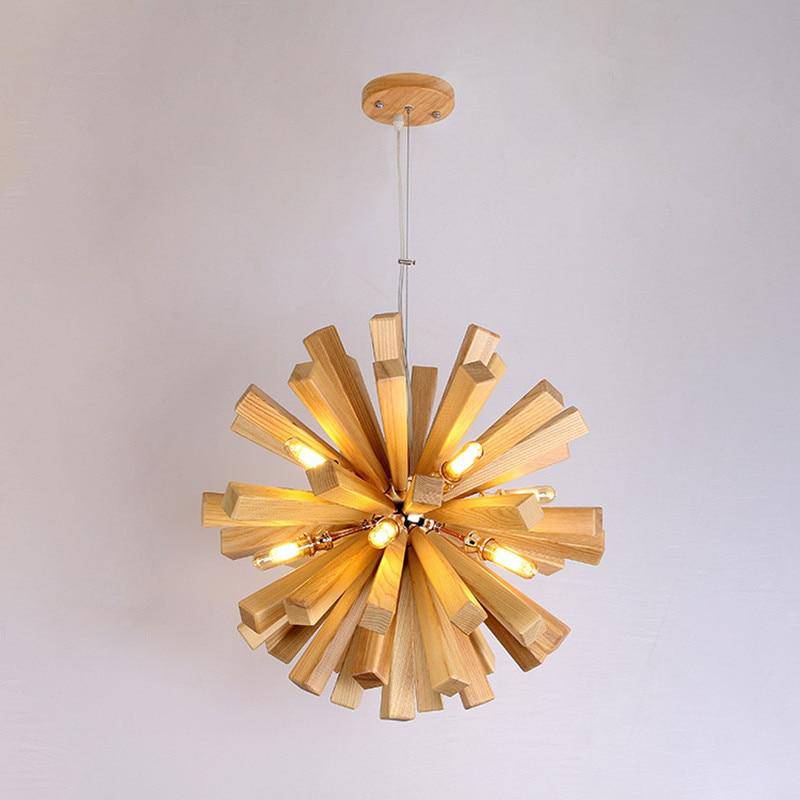 Lámpara de suspensión design LED de madera estilo Wongshi