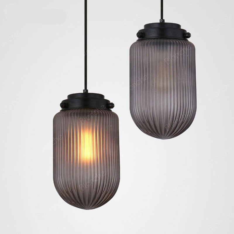 Lámpara de suspensión design LED en vidrio ovalado y metal industrial
