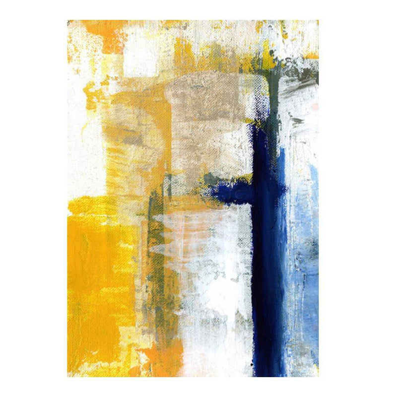 Tapis rectangle au style abstrait jaune et bleu Oil