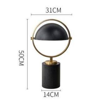 Lámpara de mesa design en metal negro con círculo dorado Décor