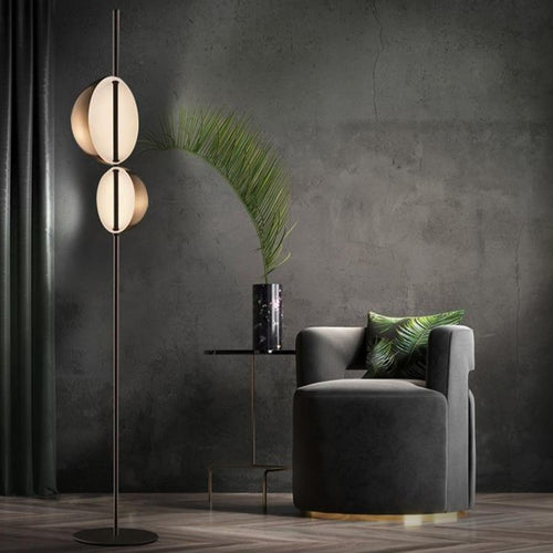 Floor lamp modern LED design with lampshade double metal Créative