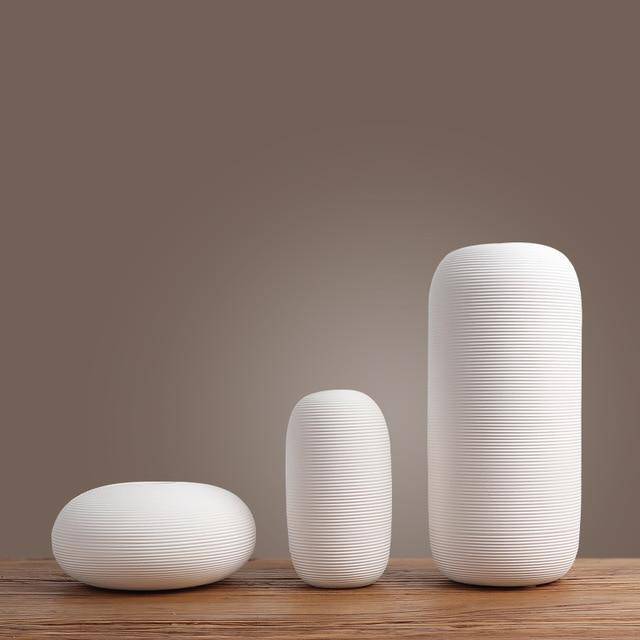 Jarrón de cerámica blanco estilo Zen