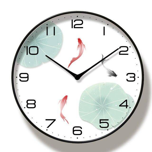 Round wall clock with coloured fish Chansrun