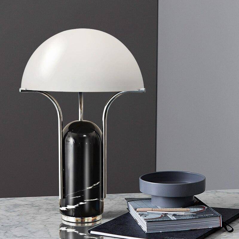 LED table lamp in metal and marble, Mushroom style