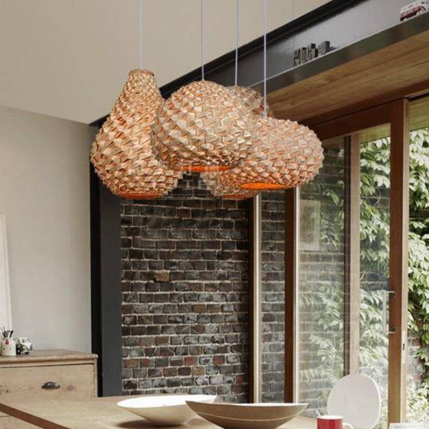 pendant light LED with lampshade rattan of different shapes Rui