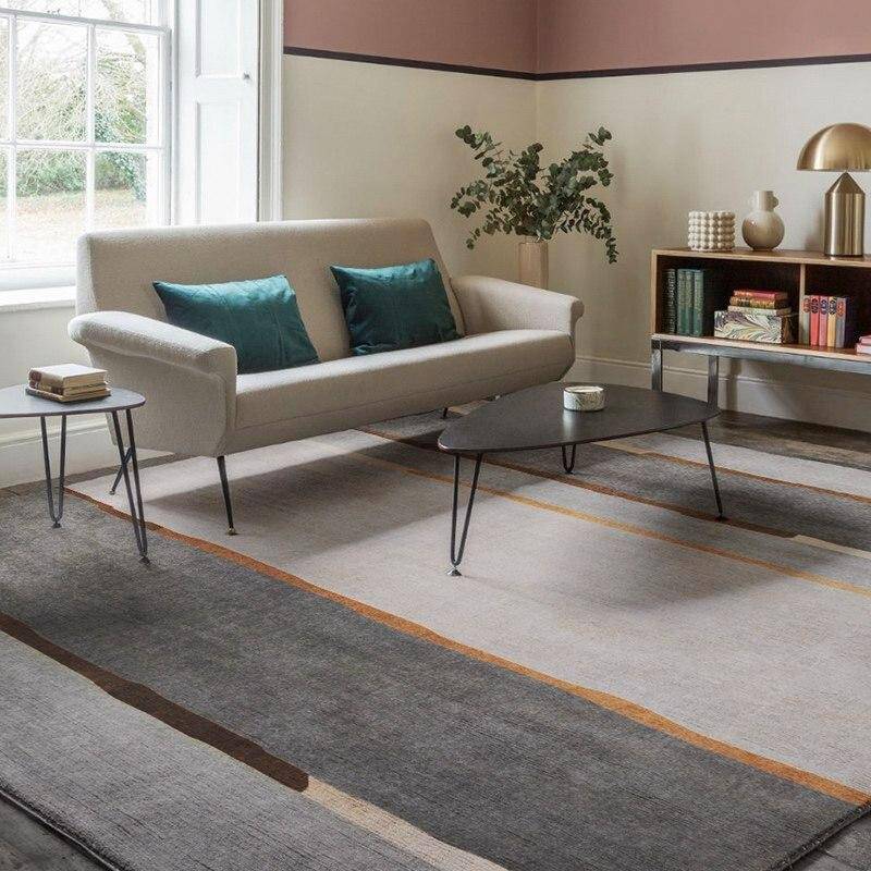 Modern rectangle carpet grey and gold Luxury