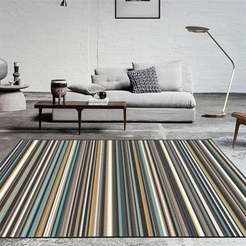 Moderna alfombra rectangular con rayas oscuras