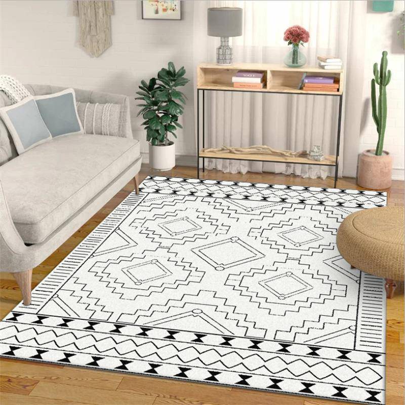 Modern rectangle Berber carpet with geometric pattern Figure