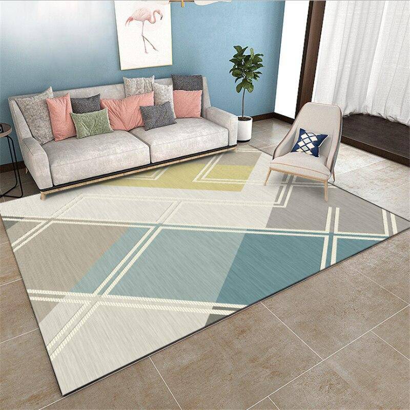 Geometric rectangle carpet in pastel colours