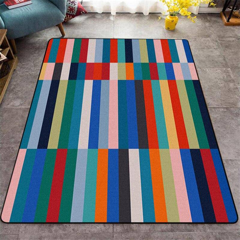 Alfombra rectangular con rayas multicolores europea